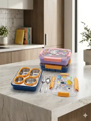 4-Partition Lunch Box with Stainless Steel Inserts