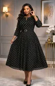 Polkadot Fit and Flare Dress - 1