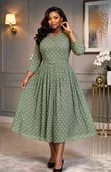 Polkadot Fit and Flare Dress - 2