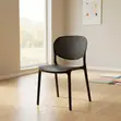 Black Plastic Armless Dining Chair - 2