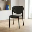 Black Plastic Armless Dining Chair - 4