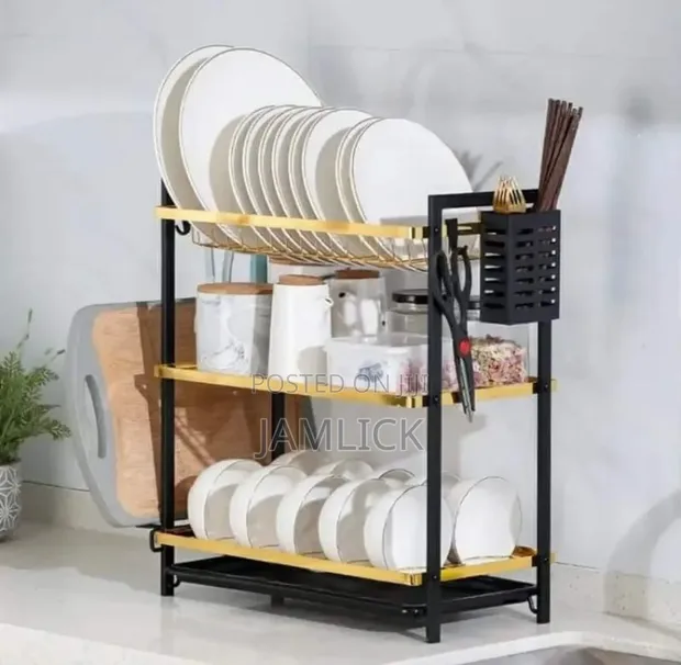 Mzy 3-Tier Gold Dish Rack - 1