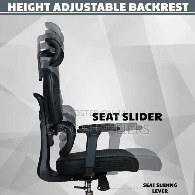Ergonomic Office High Back Study Chair - Black - 1