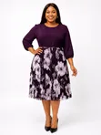 Reflora Purple Circular Floral Pleated Dress - 1