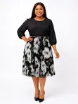 Reflora Purple Circular Floral Pleated Dress - 2