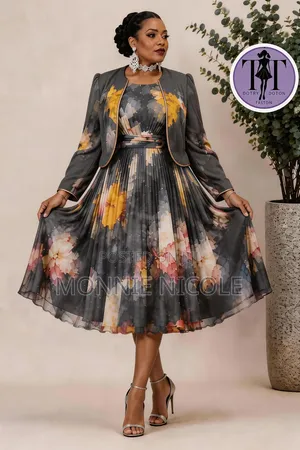 Elegant Circular Dress with Coat - Terry Dress Suit
