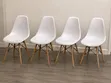 White Scandinavian Dining Chair with Wooden Legs - 3