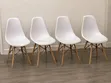 White Scandinavian Dining Chair with Wooden Legs - 4