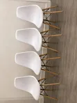 White Scandinavian Dining Chair with Wooden Legs - 5