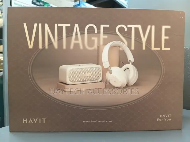 HAVIT SKH001 Bluetooth Speaker & Wireless Headphones Combo - Beige - 1