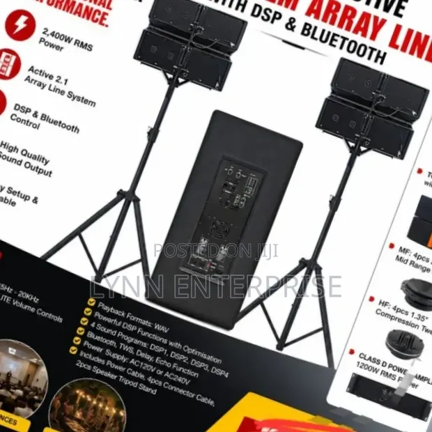 2400W 2.1 Active PA System Array Line with DSP & Bluetooth - 1