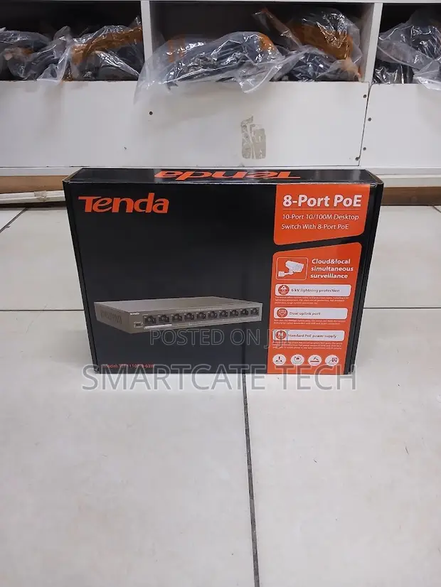 Tenda 8-Port PoE Switch with 2 Gigabit Uplink - 1