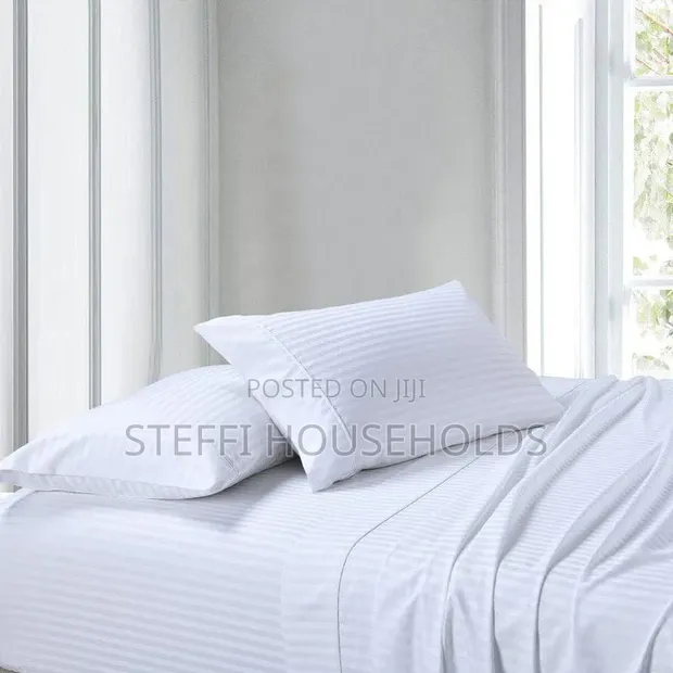 Pin Striped White Bedsheets Set - 1