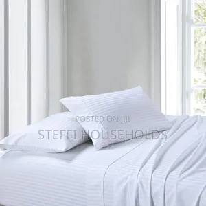 Pin Striped White Bedsheets Set