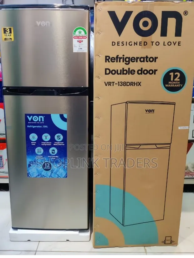 Von 138L Double Door Refrigerator - 1