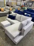 6-Seater L-Shaped Off-White Sofa with Footrest - 1