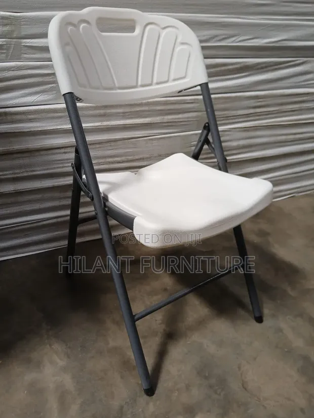 Heavy-Duty White Plastic Folding Chair - 1