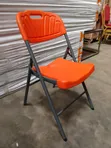 Heavy-Duty Orange Plastic Folding Chair - 2
