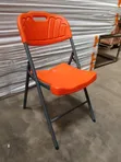 Heavy-Duty Orange Plastic Folding Chair - 3
