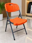 Heavy-Duty Orange Plastic Folding Chair - 4