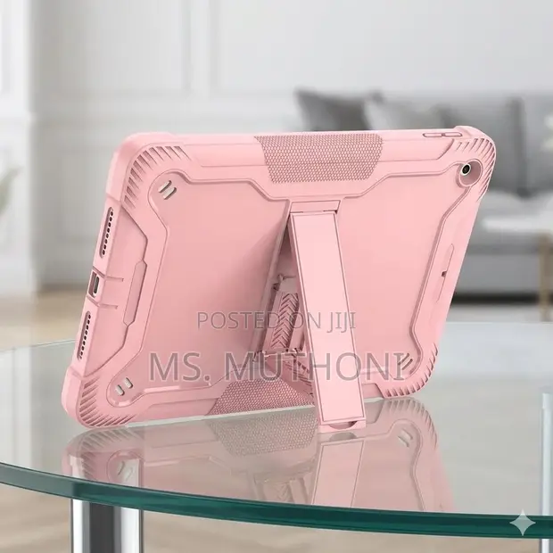 Pink Heavy-Duty Rugged Shockproof Tablet Case with Kickstand - 1