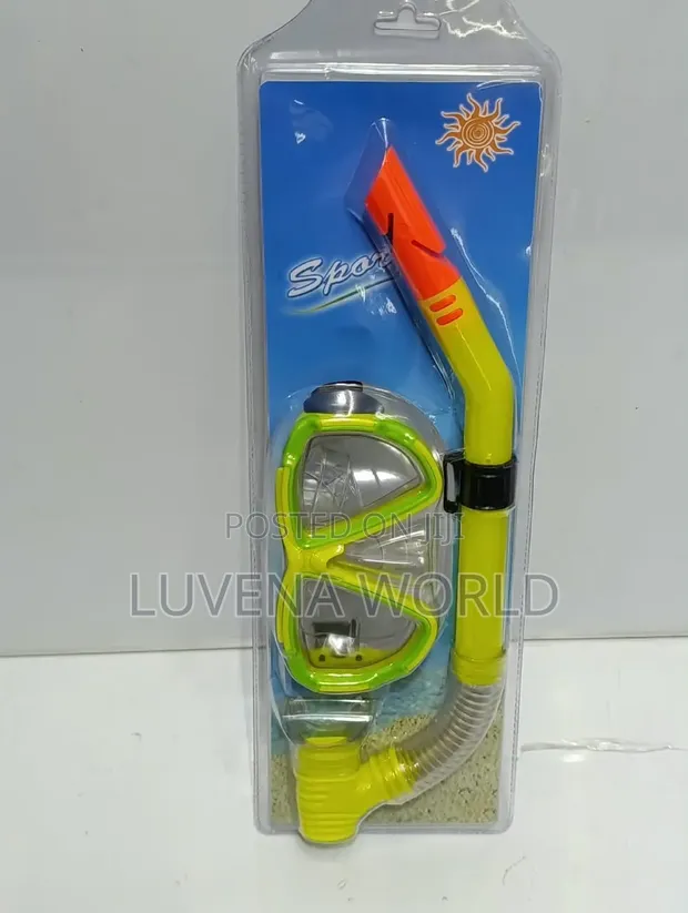 Yellow Swimming Snorkel and Goggles Set - 1