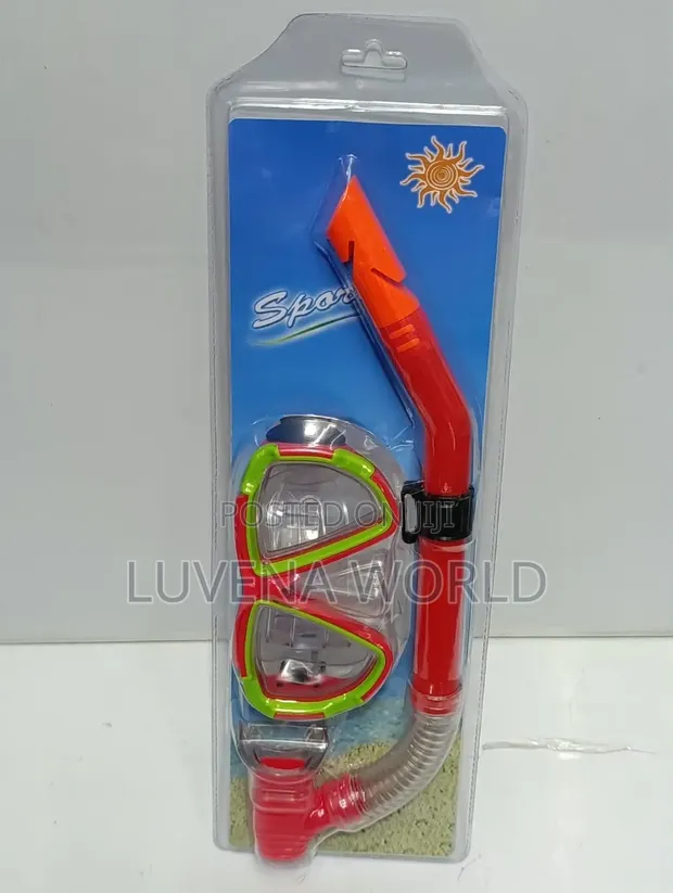 Red Swimming Snorkel and Goggles Set - 1