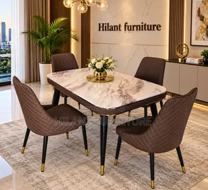 4-Seater Luxury Marble Dining Table Set