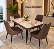 4-Seater Luxury Marble Dining Table Set - 1