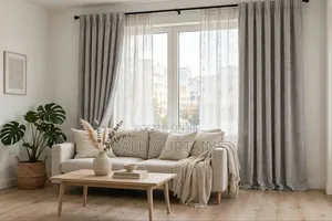 Imported Heavy Chenille Curtains - Light Grey