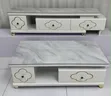 Luxury White Marble-Top TV Stand & Coffee Table Set - Gold Accent - 2