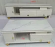 Luxury White Marble-Top TV Stand & Coffee Table Set - Gold Accent - 3
