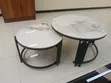 Luxury 2-in-1 Round Marble Nesting Coffee Table Set - Black Frame - 1