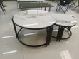Luxury 2-in-1 Round Marble Nesting Coffee Table Set - Black Frame - 3