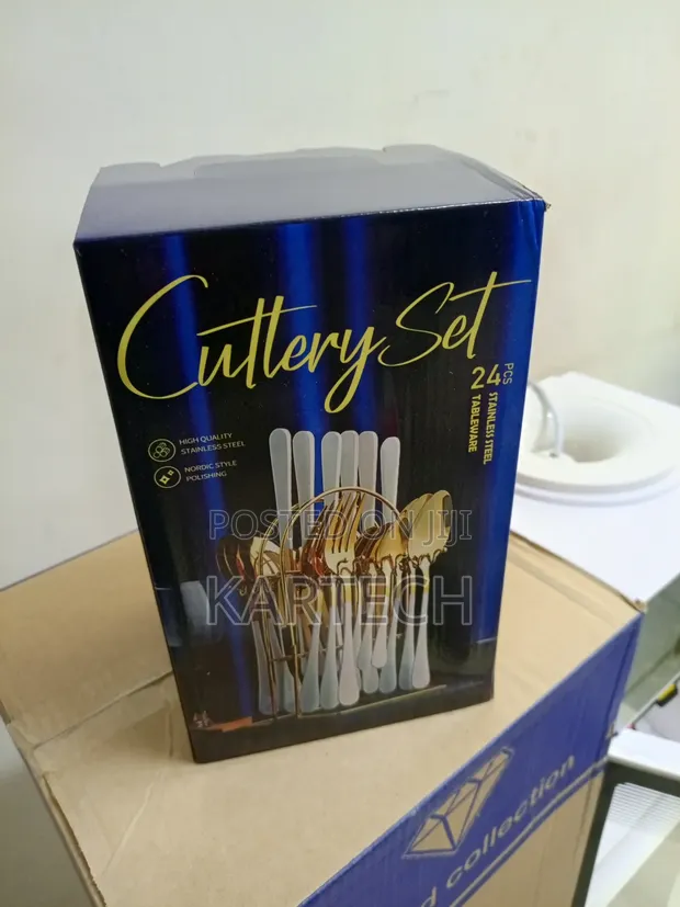 24-Piece Stainless Steel Cutlery Set - Gold/Rose Gold - 1
