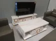 White Gold Tempered Glass Coffee Table & TV Stand Set - 3