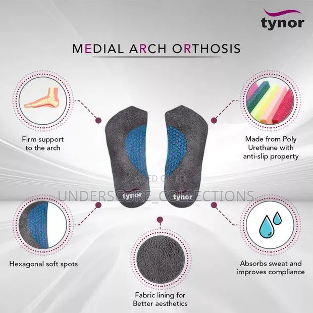 Tynor Adult Medial Arch Orthosis Pair (Grey) - 1