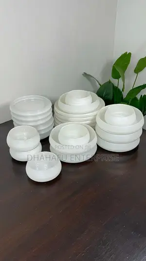 Frosted Ribbed Glass Dinner Set - 24 Pieces