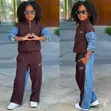 Girls Fashion Long Sleeve Denim Detail Tracksuit (4-13 Yrs) - 2