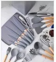 19pc Silicone Cooking Utensil Set with Wooden Handles - 2