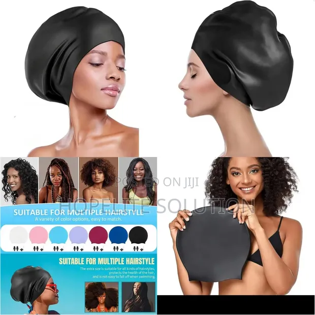 Extra Large Unisex Silicone Swimming Cap for Long Hair - 1