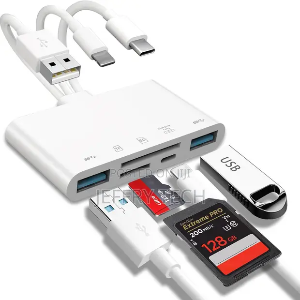 5-in-1 USB-C Card Reader OTG Multi-Slot SD/TF/CF/MS/XD - 1