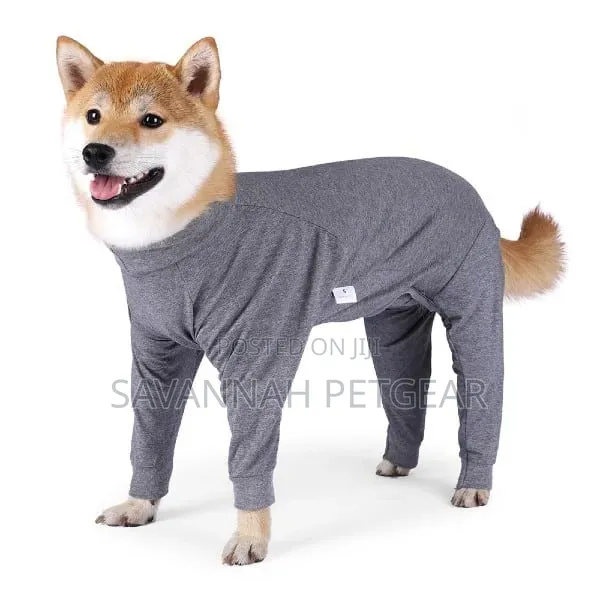 Long Sleeve Dog Coverall Pajamas for Post-Op Recovery & Shedding - 1