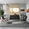 Executive Black Leather Sofa Set for Office - 4