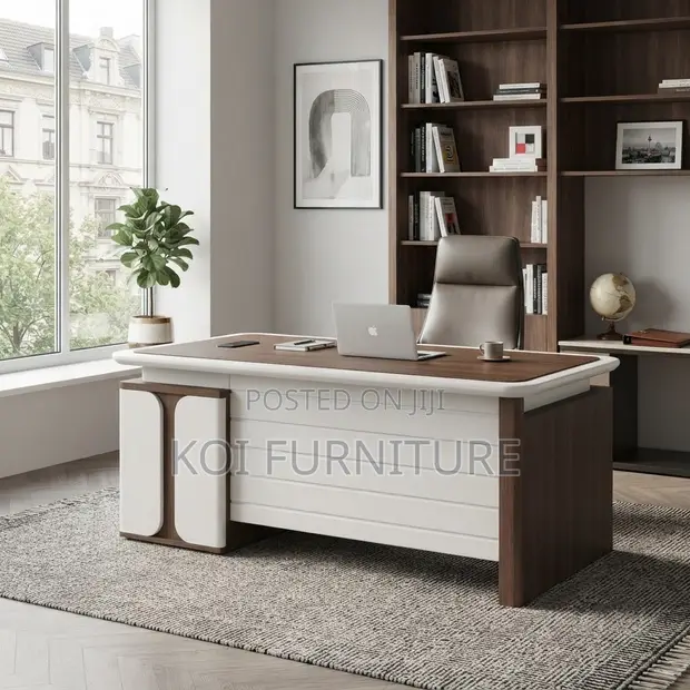 1.4m Home Office Desk with Drawers - Brown - 1