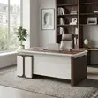 1.4m Home Office Desk with Drawers - Brown - 1