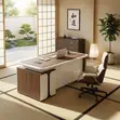 1.4m Home Office Desk with Drawers - Brown - 3