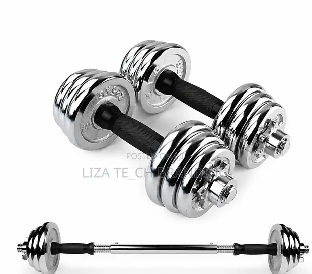 10kg Chrome Dumbbells with Barbell - 1