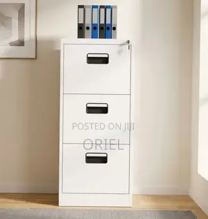Steel File Cabinet with 3 Drawers - White