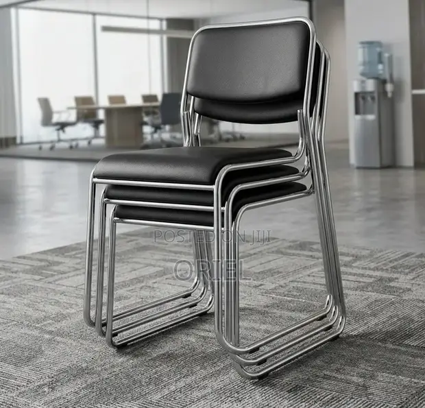 Stackable Chrome Visitor Chair - Black - 1
